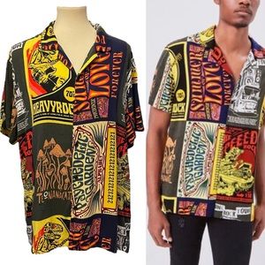 Forever 21 Summer Festival Button Down TREX BIG ROTH DADDY ODD RODS Mushroom LG